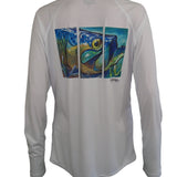 Women's Sun Protective Fishing Shirt White/Tarpon Layup