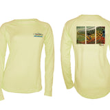Women's Sun Protective Fishing Shirt Pale Yellow/Colored Brown Trout