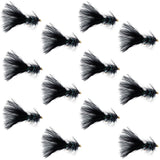 Black Bead Head Mini Crystal Woolly Bugger Streamer - 12 Flies Size 12