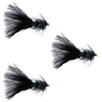 Black bead-head crystal woolly bugger streamer fly, size 8