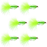 Chartreuse Bead Head Crystal Woolly Bugger Streamer Fly - 6  Flies Size 8