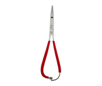 9-inch needle-nose pliers with red insulated handles and silver metal jaws