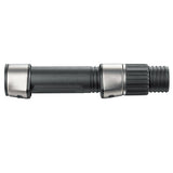 Black spinning reel seat with silver metal hoods and knurled grip sleeves