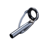Fishing rod tip top with shiny black zirconia ring and silver tube