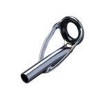 Fishing rod tip top with glossy black aluminum oxide ring and chrome guide tube