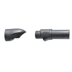 Spinning reel seat hood and nut, dark gray with knurled metal body and threads