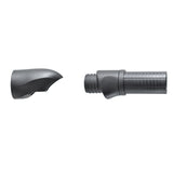 Spinning reel seat hood and nut, dark gray with knurled metal body and threads
