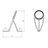 Technical drawing of titanium double-foot ring guide frame with L and H dimensions
