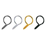 Set of four fly guide rings with ADAMAN coating in black, gray, gold, and green