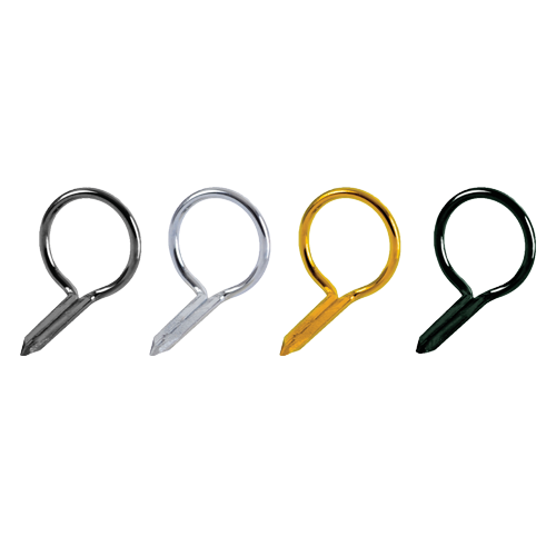 Set of four fly guide rings with ADAMAN coating in black, gray, gold, and green