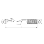 Spinning reel seat diagram showing dimensions and threaded end