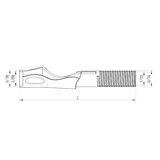Spinning reel seat diagram showing dimensions and threaded end