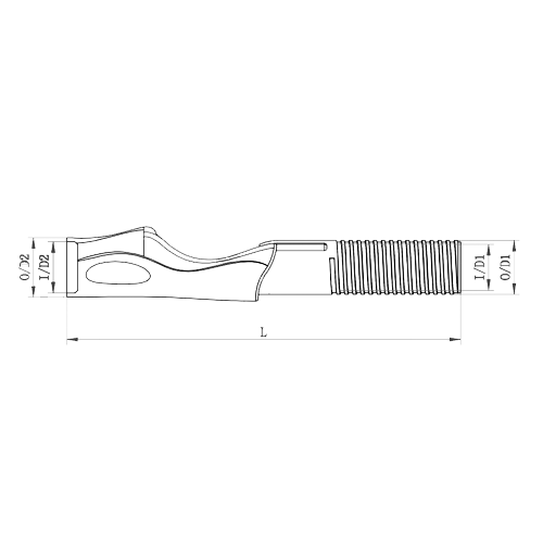 Spinning reel seat diagram showing dimensions and threaded end