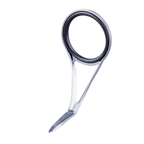 Single-foot guide with black ring and silver body, ribbed single foot