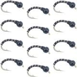 Black Zebra Midge - 1 Dozen - Size 22 - Tailwater and Lake Fishing Flies