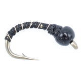 3 Pack Bead Head Black Zebra Midge Still Water Nymph Fly Hook Size 20