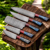 Premium Damascus Knife Set - Handmade with Exotic Wood Handles