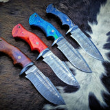 Elemental Hunter Knife – Custom 10" Damascus Steel Blade with Exotic Wood Handle