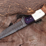 Custom Handmade Damascus Steel Hunting Knife with G10, Bone & Rosewood Handle – 9" | KBS Knives