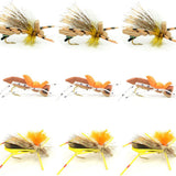Grasshopper Trout Flies Fishing Flies Assortment Dropper Hopper Foam Body - 9 Flies 3 Patterns Hook Size 10