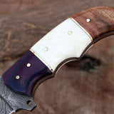 Custom Handmade Damascus Steel Hunting Knife with G10, Bone & Rosewood Handle – 9" | KBS Knives