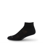 Merino wool trail running ankle socks in black with subtle textured panel