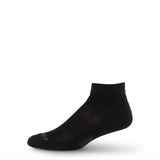 Merino wool trail running ankle socks in black with subtle textured panel