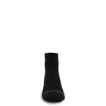 Black micro ankle running sock with tonal heel design and cushioned forefoot