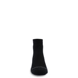 Black micro ankle running sock with tonal heel design and cushioned forefoot