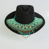 Turquoise Cascading Beaded Hat Necklace