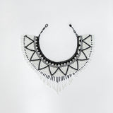 Black Cascading Beaded Hat Necklace
