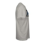 Gray T-shirt, side view with partial STLHD rectangular graphic