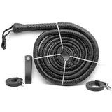 Bullwhip – Handmade Real Leather Bullwhip by KBS Knives Store (Snake Black, 4ft to 16ft)