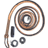 Cattle Whip – Tan & Deep Black Leather Bull Whip by KBS Knives Store (4ft–16ft)