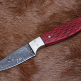 Buckaroo Waist Knife Damascus Steel Blade and Colored Bone Handle