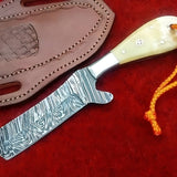 Custom Handmade Damascus Bull Cutter Cowboy Knife Bone Handle 8.5 Inch Full Tang for Everyday Use KBS Knives Store
