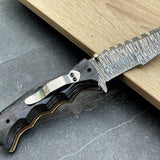 Tactical Urban Guardian Folding Pocket Knife – 8" Handmade Damascus Steel Blade, Pakka Wood Handle
