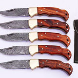 LOT OF 5 HANDMADE DAMASCUS STEEL FOLDING KNIVES