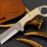 Custom Handmade Cowboy Castrator Knife – Rasp Tool Steel Blade with Bone Handle