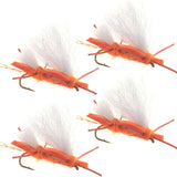 4 Pack Chubby Chernobyl Ant Orange Foam Body Grasshopper Fly - Hook Size 10