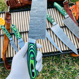 Custom Handmade Damascus Kitchen Knife Set – 6-Piece with G10 Handles