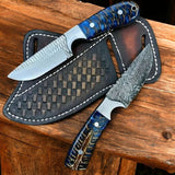 Ranch Knife with Sheath, Damascus & Rasp Steel 8"