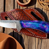 Western Heritage Cowboy Knifes – Custom Handmade with Rasp Steel Blade & Resin Handle + Western Sheath