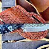 Handmade Cross Draw Knife with Sheath – Rasp Steel Blade & Epoxy Resin Handle