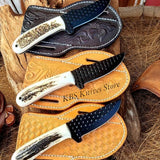 Custom Ranch Cowboy Knives with Antler Horn Handle