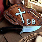 Custom Belt Knife 8" with Wenge Wood Handle & Sheath