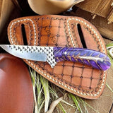 Old West Knives – 7.5" Rasp Steel Blade with Epoxy Pine Cone Handle & Western Sheath