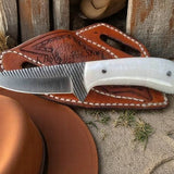 Handcrafted Cowboy Knife with Belt Sheath - 8" Rasp Steel