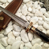 Custom Handmade Double Edge Damascus Steel Hunters Knife