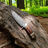 Good Hunting Knife – 11" Damascus Steel Blade with Rosewood & Antler Horn Handle